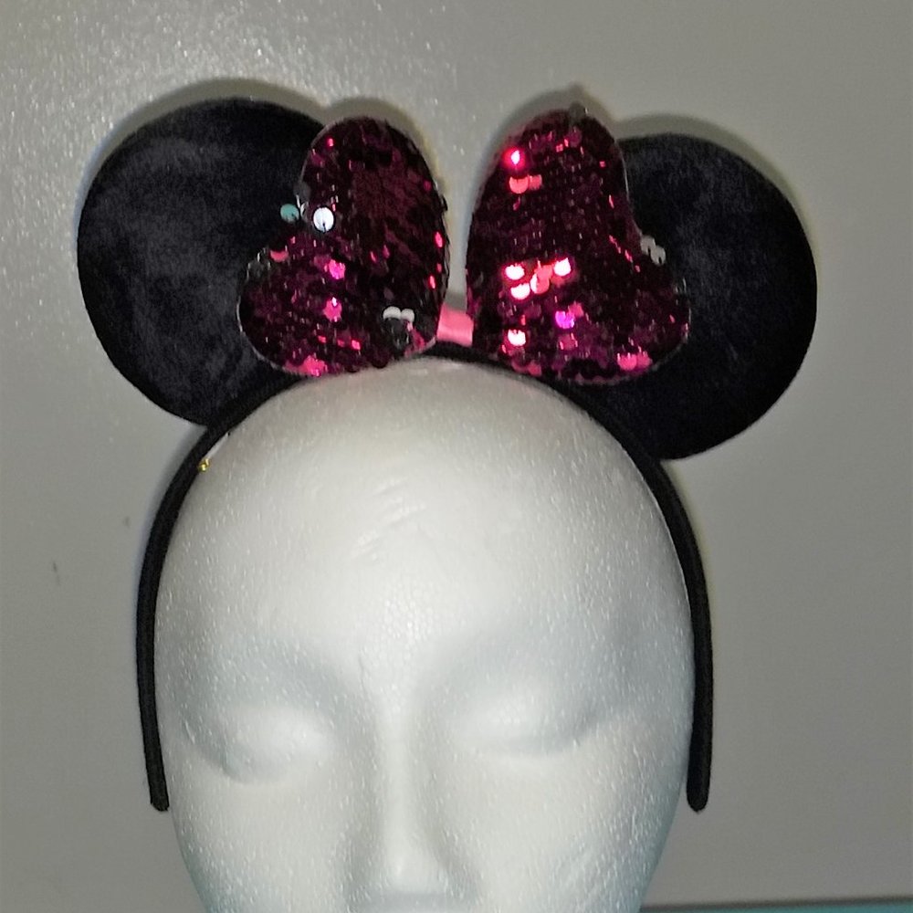 Minnie Mouse Ears Headband (Dark Pink)